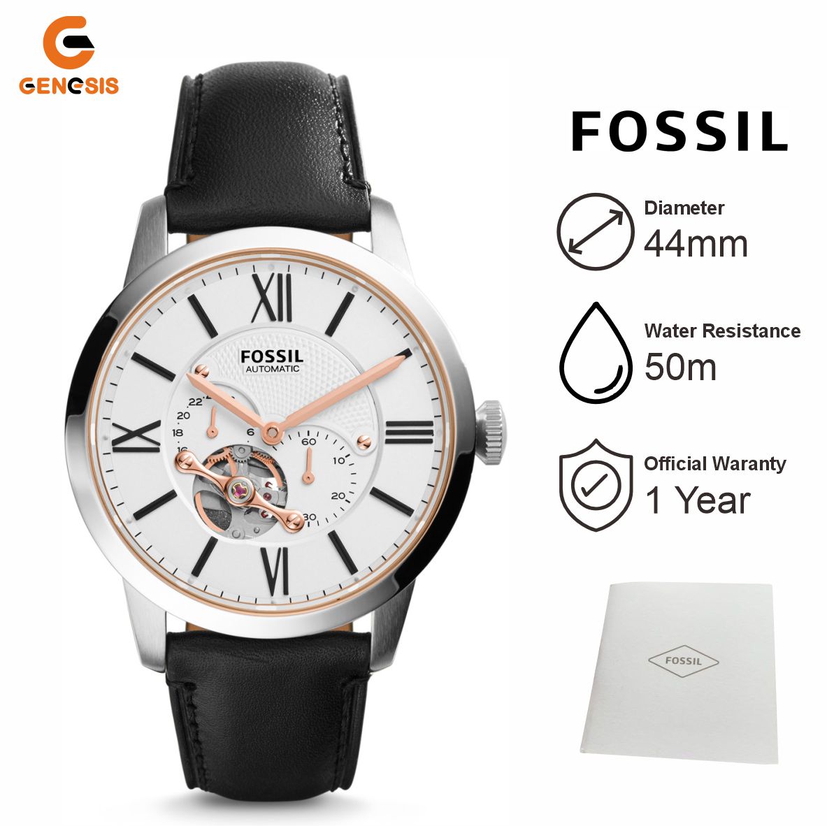 Promo Jam Tangan Pria Fossil Me3104 Automatic Townsman White Dial Black Leather Strap Diskon 70 Di Seller Toko Genesis Surabaya Official Store Genesis Global Technology Kota Surabaya Blibli