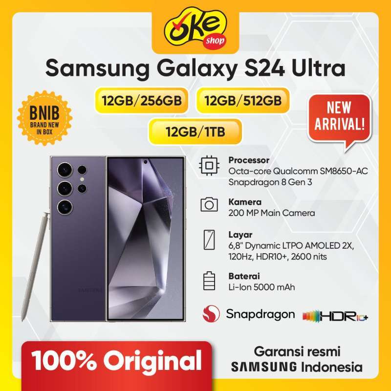 Jual Samsung Galaxy S24 Ultra 12/512GB Handphone AI, Smartphone, S Pen