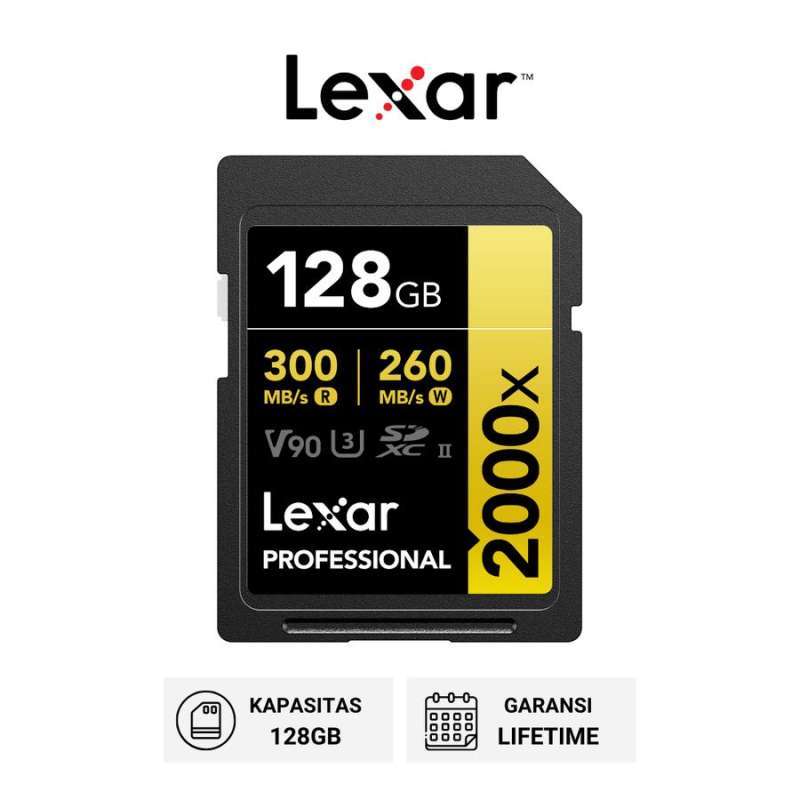 Lexar Professional 2000x UHS-II V90 SDXC SD Card 128Gb 300MBps