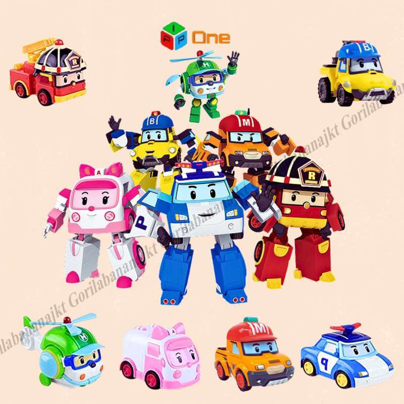 Mainan Anak Robocar Poli Transform Figure Robot Amber Roy Heli