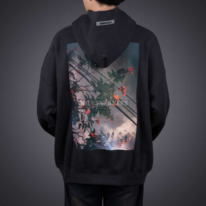ESSENTIALS FOG FLORAL BLACK HOODIE FW19 (100% AUTHENTIC)