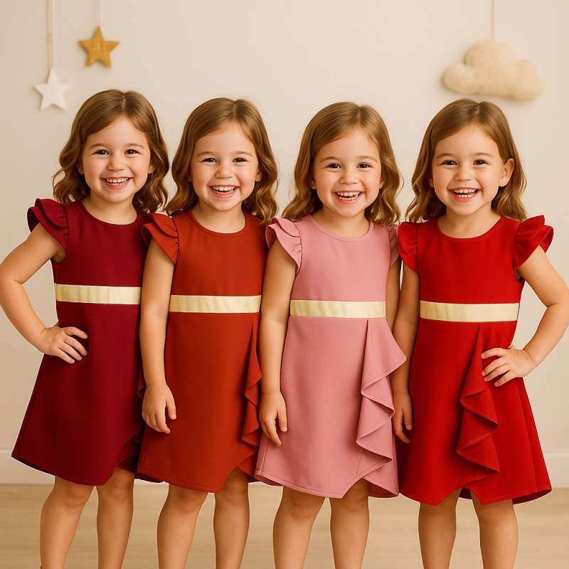 CNY 2024 Two Mix Laluna Dress Anak Imlek Perempuan 2024 Gaun Anak  Cewek Lunar Chinese New Year 1-12 Tahun 4390