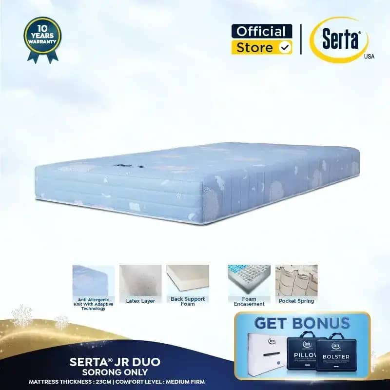 Serta JR Duo Kasur Spring Bed with Cooling Tech [Sorong Only]