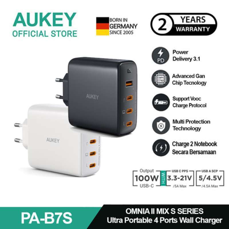 Jual Aukey Charger Multi Port Type C 100w Gan Pd 3.1 Fast Charging Pa ...