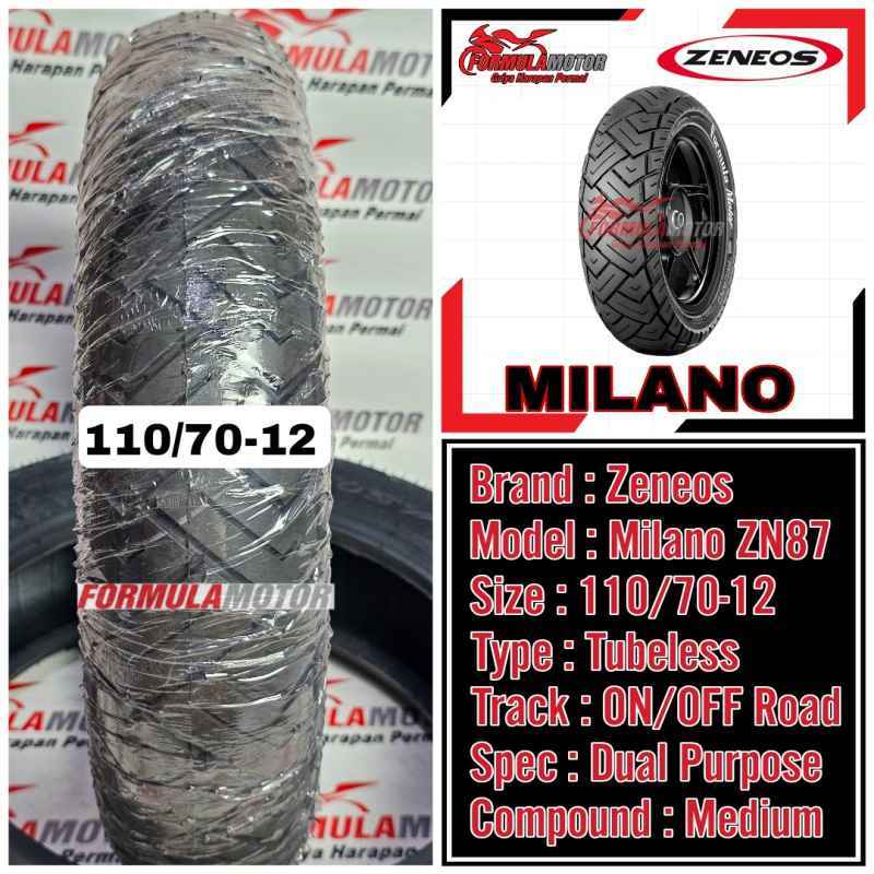 Jual Zeneos Milano Ring 12 Tubeless All Size Ban Motor Matic/Vespa