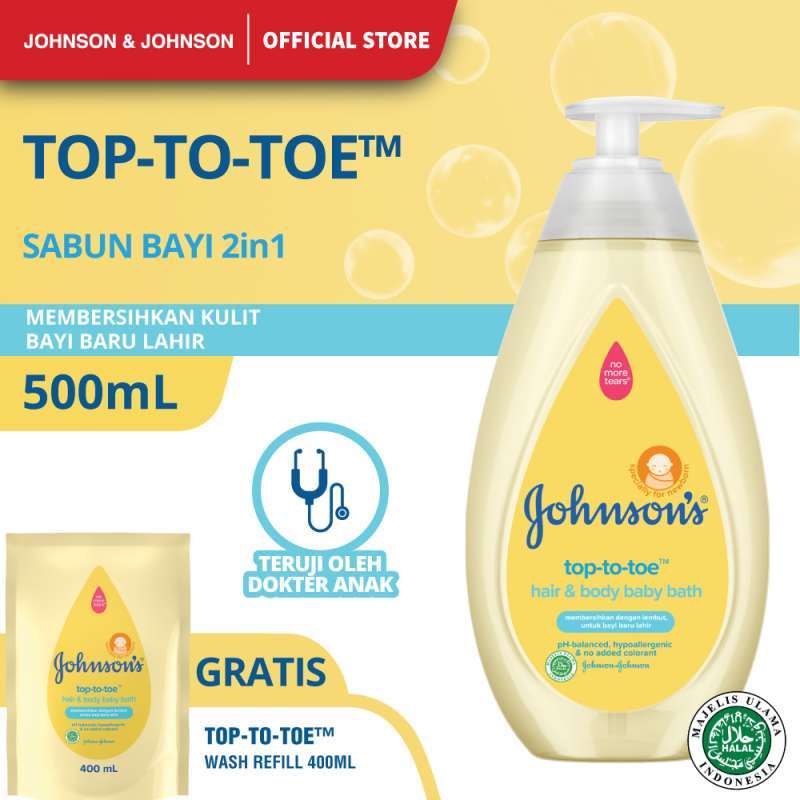 Promo JOHNSON'S BABY Top-To-Toe Wash 500ml Free TTT Refill 400ml Diskon ...