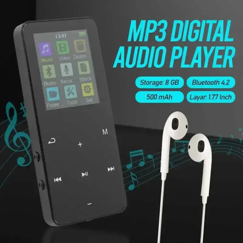 Woramy MP3 Digital Audio Player Bluetooth 4.2 dengan Suara Jernih dan Ukuran Ringkas, Baterai Tahan Lama 500mAh untuk Penggemar Musik