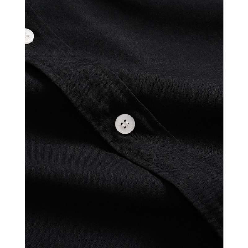 Promo Broodis Kemeja Koko Cozy Series Pria Cotton Oxford Sahara Black Kerah Shanghai Lengan