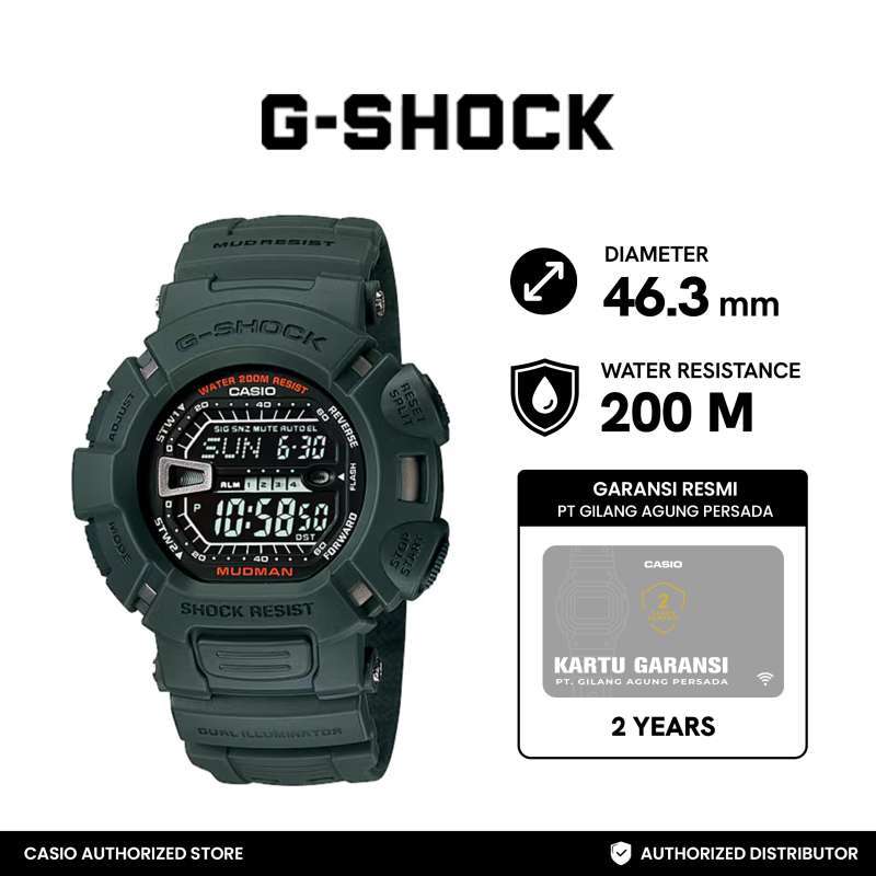 Casio G Shock G 9000 3VDR Resin Jam Tangan Pria Blue Green