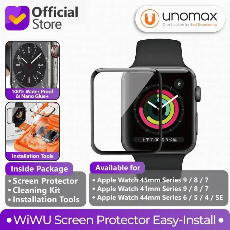 Screen Protector Apple Watch 41mm 44mm 45mm Series SE  WiWU Easy Install Full Cover Film (Wi-JD105)