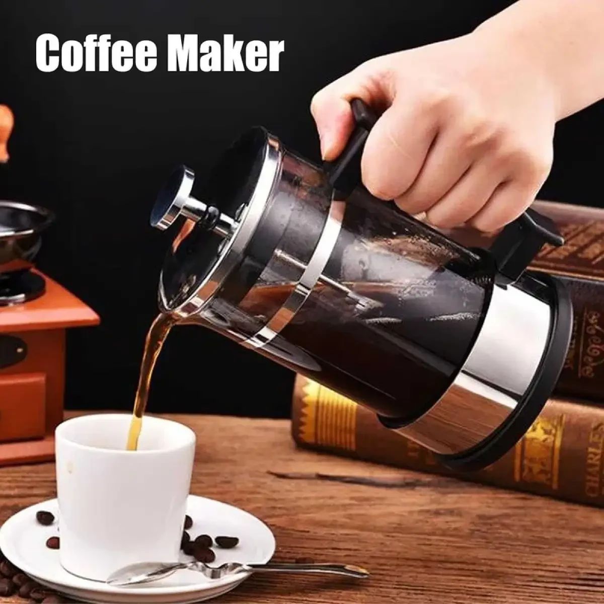 Press Pot Rang Promo One Two Cups French Press Coffee Maker Pot Plunger Borosilicate ...