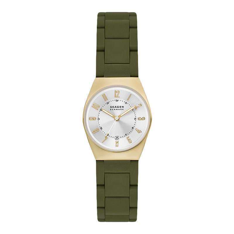 Jam Tangan Wanita Skagen Grenen Lille Ocean SKW3034 Silver Sunray Dial  Green Seaweed Tide Ocean Material Strap