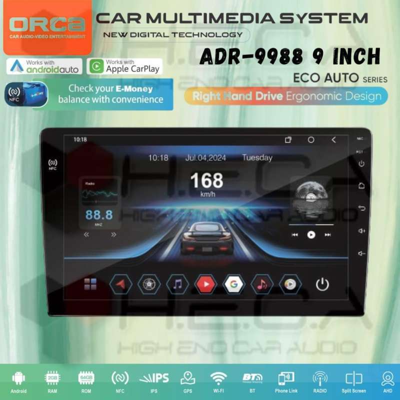 Jual Orca Adr-9988 Eco Auto Series Nfc 2/64 GB Android 9 Inch Head Unit ...