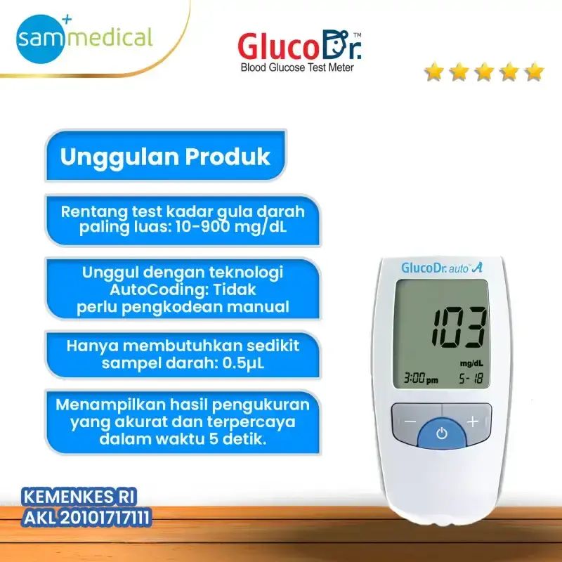 Jual Gluco Dr. Auto Blood Glucose Meter + Strip/alat Cek Kadar Gula ...