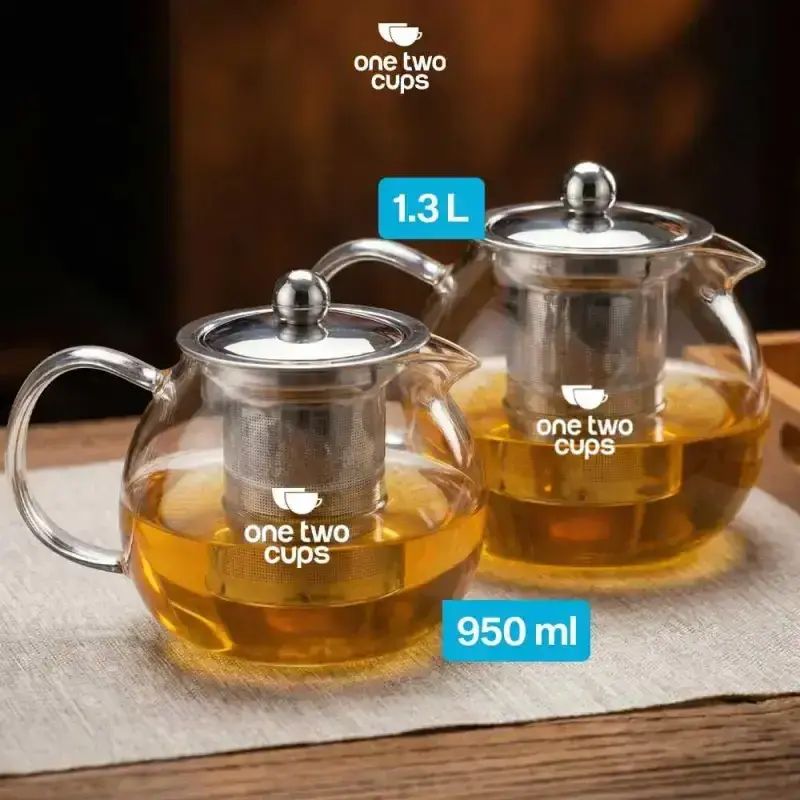 Promo One Two Cups Teko Teh Kaca Saringan Tahan Panas - Percantik ...