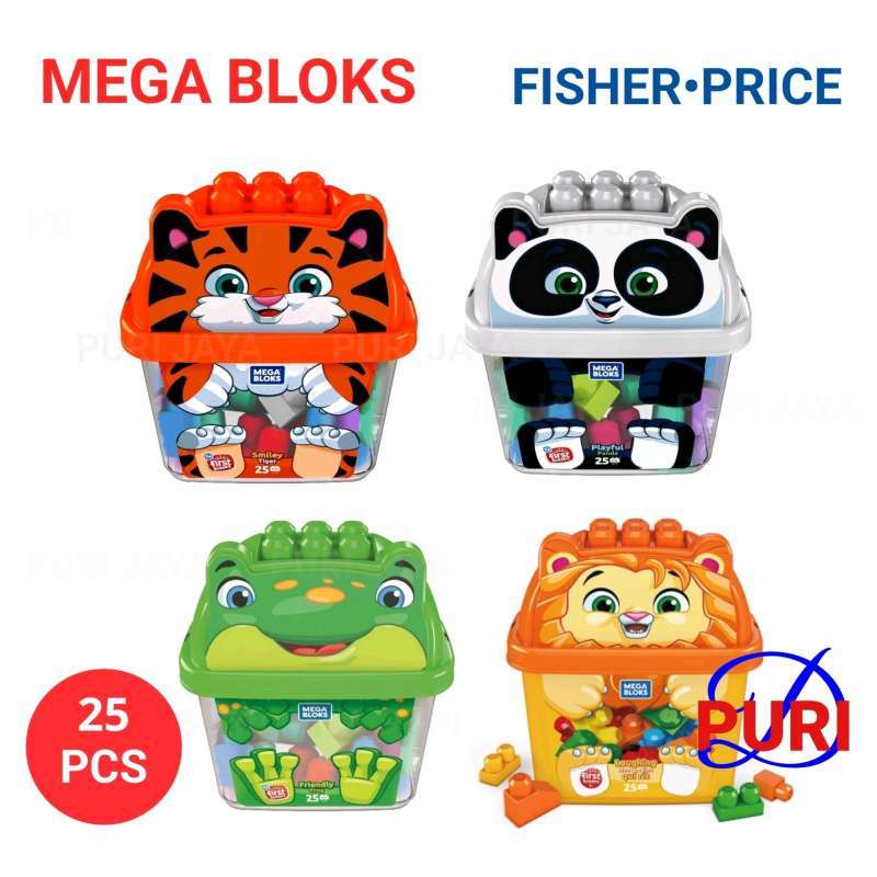 Jual Mega Bloks 25 Pcs Animal Mainan Balok Susun Tiger Panda Frog Lion
