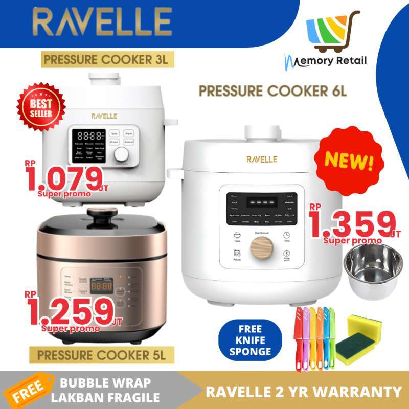 RAVELLE Digital Pressure Panci Presto Memasak Multifungsi 3L