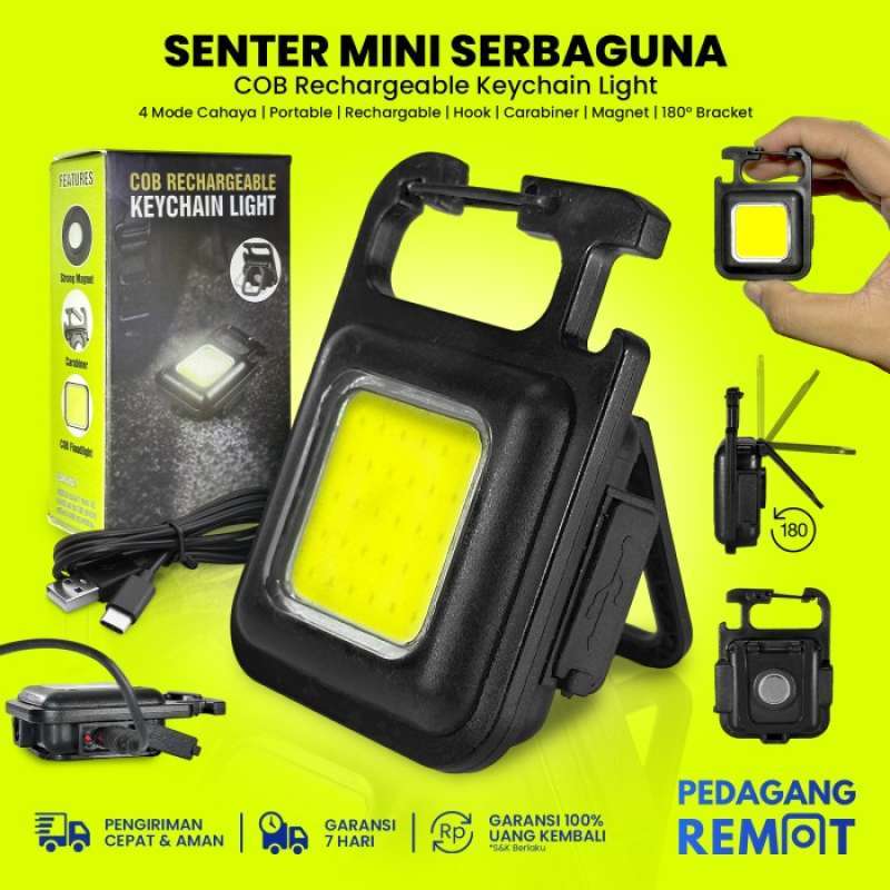 Lampu Senter Kecil Mini LED Portable COB Rechargeable Keychain Light
