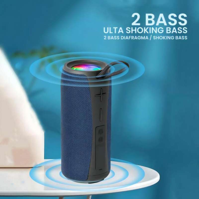 Promo Kisonli Speaker Bluetooth Q20 Waterproof Ipx4 With Led Light Bass ...