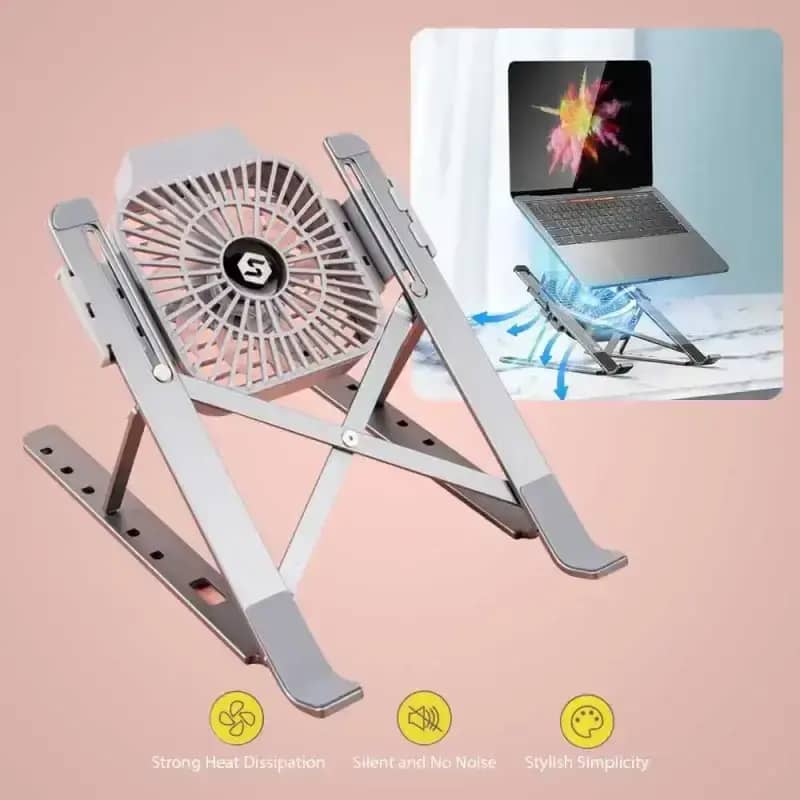 DANYCASE Laptop Aluminium yang Bisa Dilipat dengan Kipas Cooling, Ergonomis untuk Kenyamanan Penggunaan Laptop, Desain Stylish untuk Pengguna Produktif