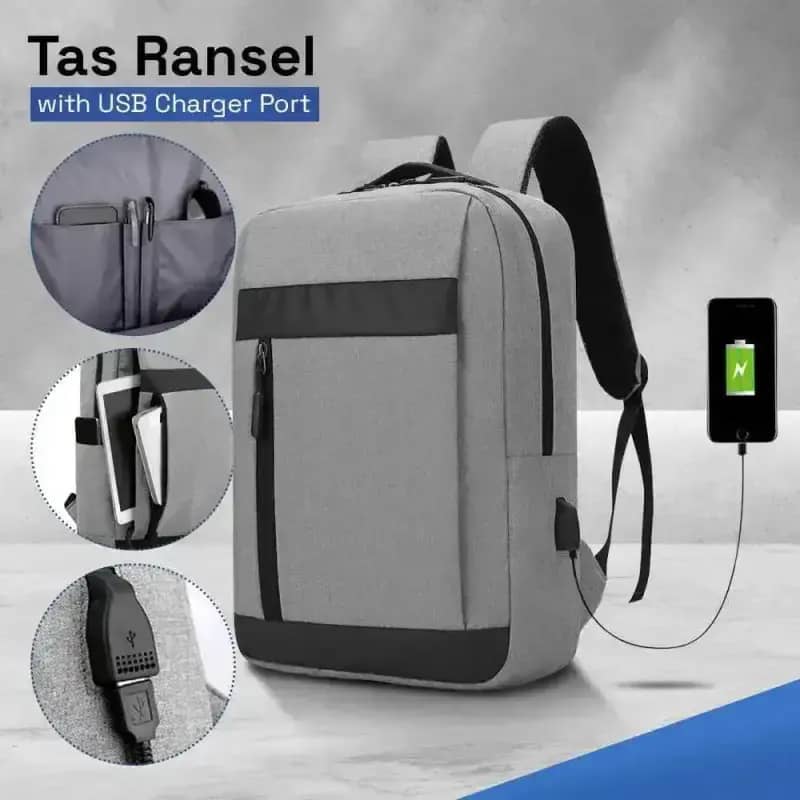 QUVLEN Tas Ransel Laptop Backpack with USB Charger Port Modern Stylish  Design, Convenient Charging, Spacious Compartment Trendy Look IH