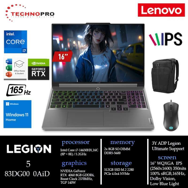 Promo Lenovo Legion 5 16irx9 0aid Intel Core I714650hx Rtx4060 16gb 512gb Ssd Windows 11