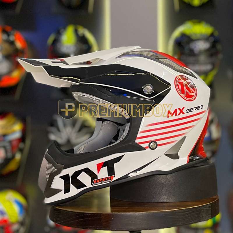 Jual Kyt Strike Eagle K-mx Helm Motocross - White Red Di Seller