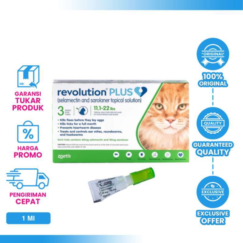 Revolution Plus Cat Green lbs tube obat tetes kutu kucing