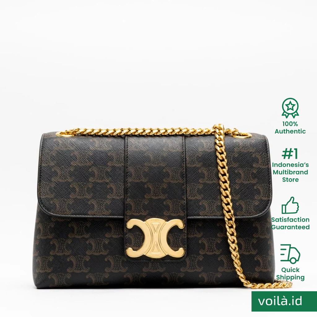 CELINE LARGE VICTOIRE BAG IN TRIOMPHE CANVAS TAN