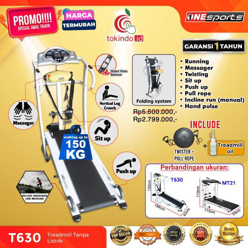 Jual BFIT 630 OneSport Multifunction Manual Treadmill Peralatan