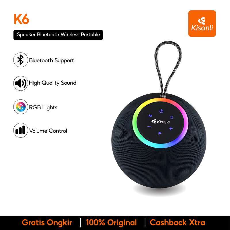 Promo Kisonli Speaker Bluetooth K6 Wireless Stereo Portable 30 Watt Rgb ...