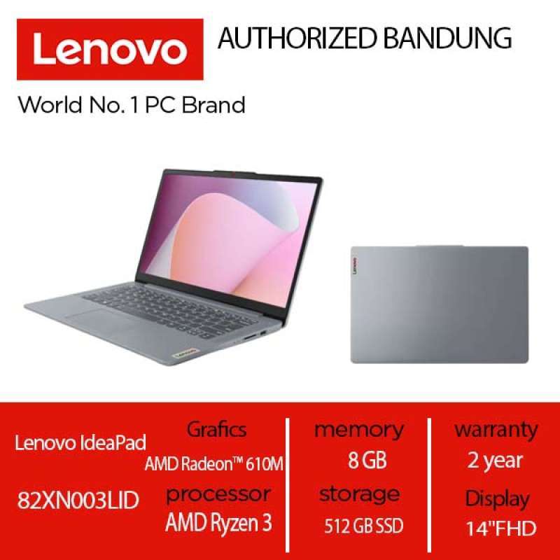 Lenovo IdeaPad Slim 14AMN8-82XN003LID /AMD Ryzen 3-7320U/8GB/512GB  SSD/14″ FHD TN/Win 11 Home+OHS 2021/Arctic Grey