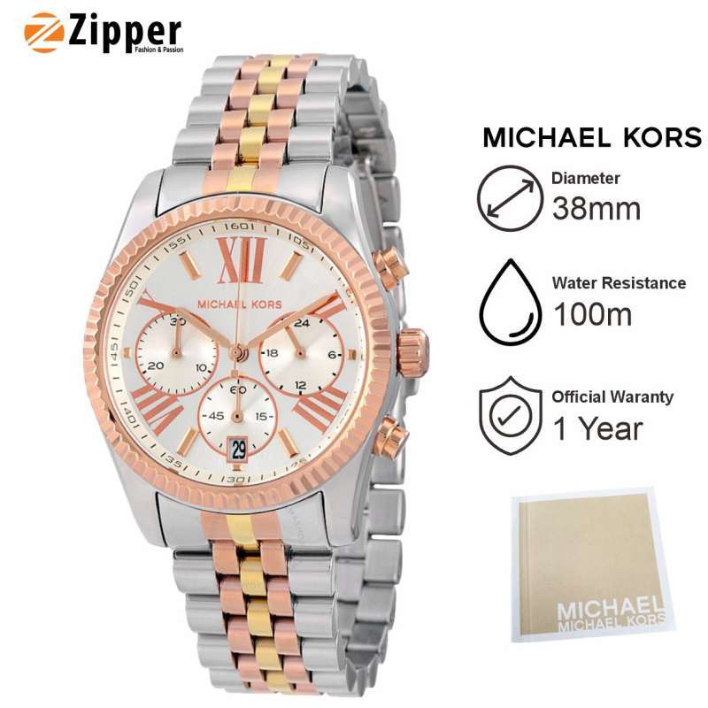 Jam Tangan Wanita Michael Kors MK5735 Lexington Stainless Steel Silver Rose Gold