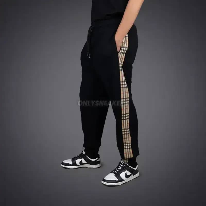 BURBERRY VINTAGE CHECK PANEL COTTON JOGGING PANTS BLACK(100% AUTHENTIC)