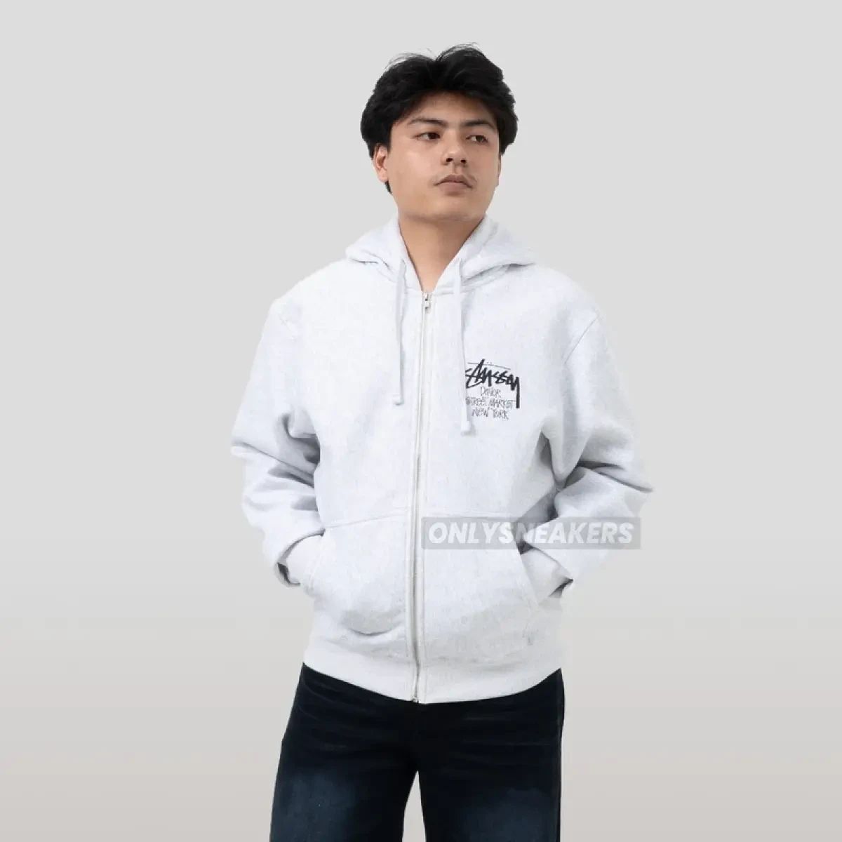 Jual Stussy Stock Dsm New York Zip Ash Heather Hoodie (100