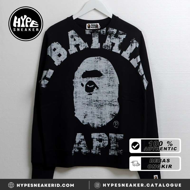 Sweater BAPE BIG HEAD CRACK WHITE BLACK SWEATSHIRT 100 ORIGINAL