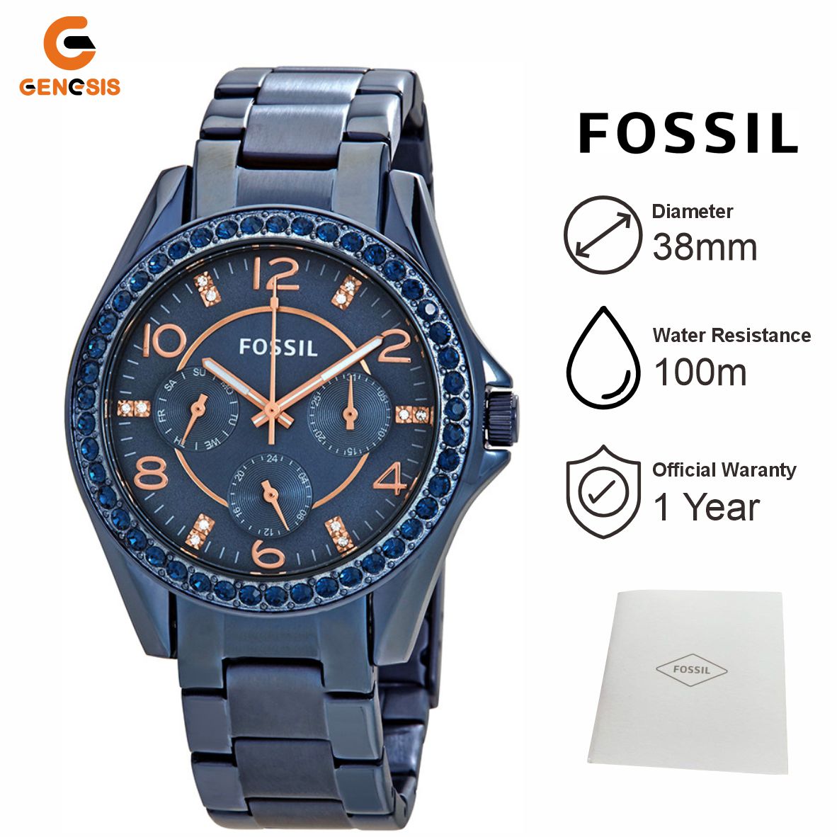 Promo Jam Tangan Wanita Fossil Es4294 Riley Multifunction Ladies Blue Navy Dial Blue Navy Stainless Steel Strap Diskon 70 Di Seller Toko Genesis Surabaya Official Store Toko Genesis Surabaya Kota Sura...