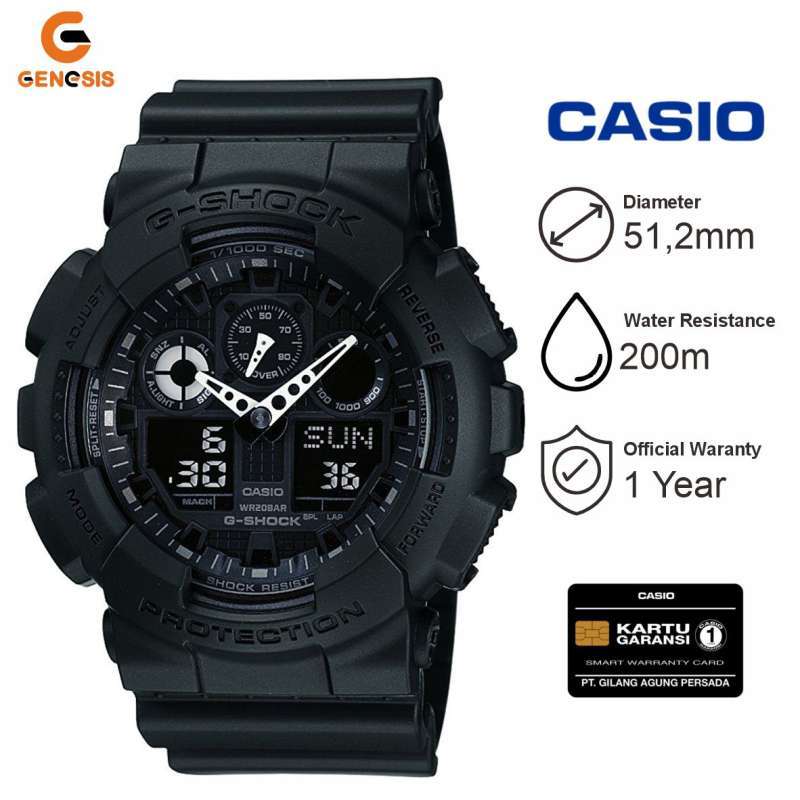 Shock Watches Casio Ga 100 Black Svart G-Shock Ana-digi