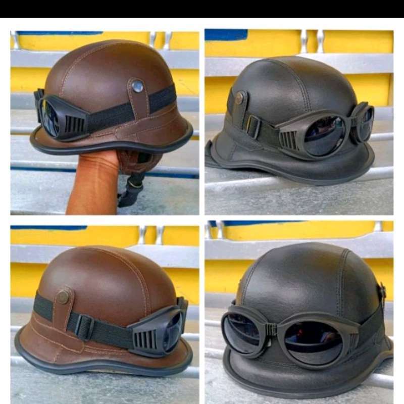 Jual Helm Retro Model Vintage Set Kacamata Kulit Sintetik Helm