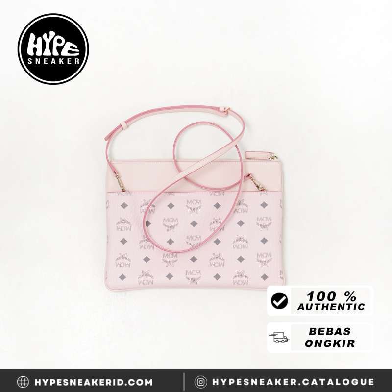 Tas MCM PINK VISETOS CLUTCH WITH LONG STRAP 100 ORIGINAL