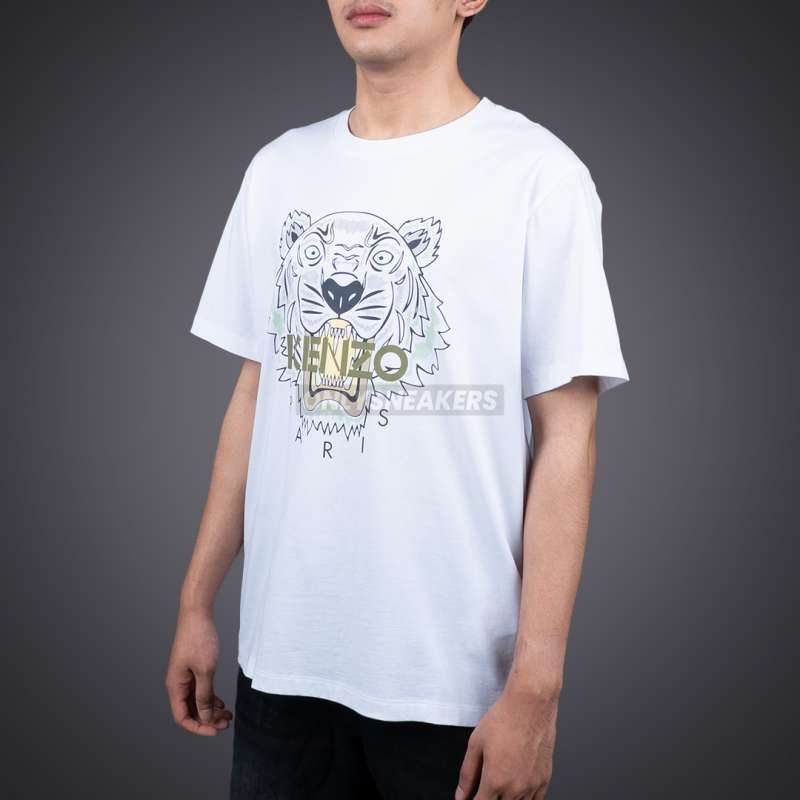 KENZO TIGER PRINT GREEN WHITE TEE (100% AUTHENTIC)