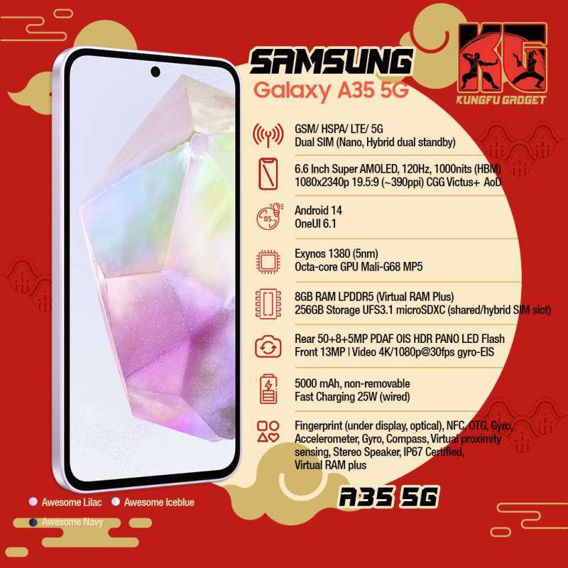 Samsung Galaxy A35 5G dengan desain yang elegan