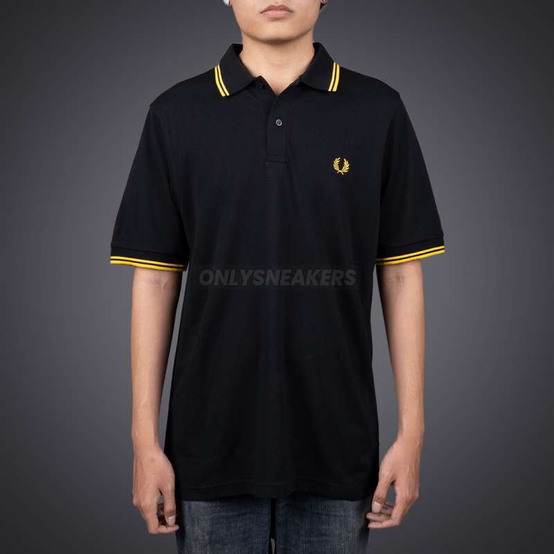 Jual Fred Perry Twin Tipped Polo Black Yellow Tee (100% Authentic