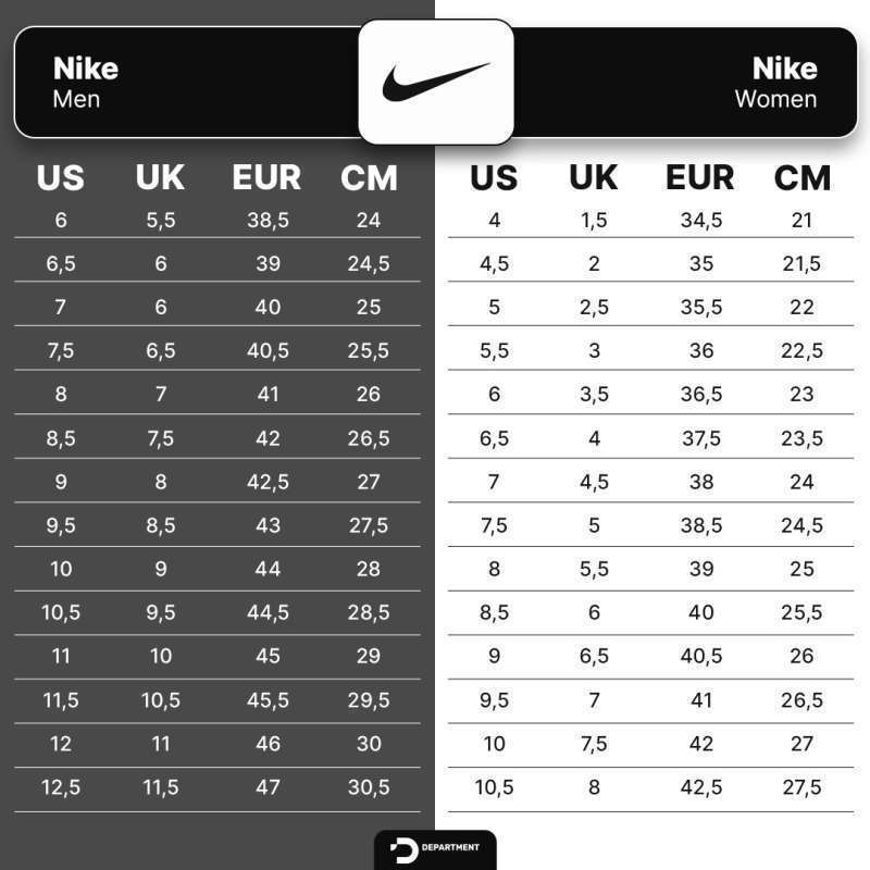 Size chart sandal nike shop