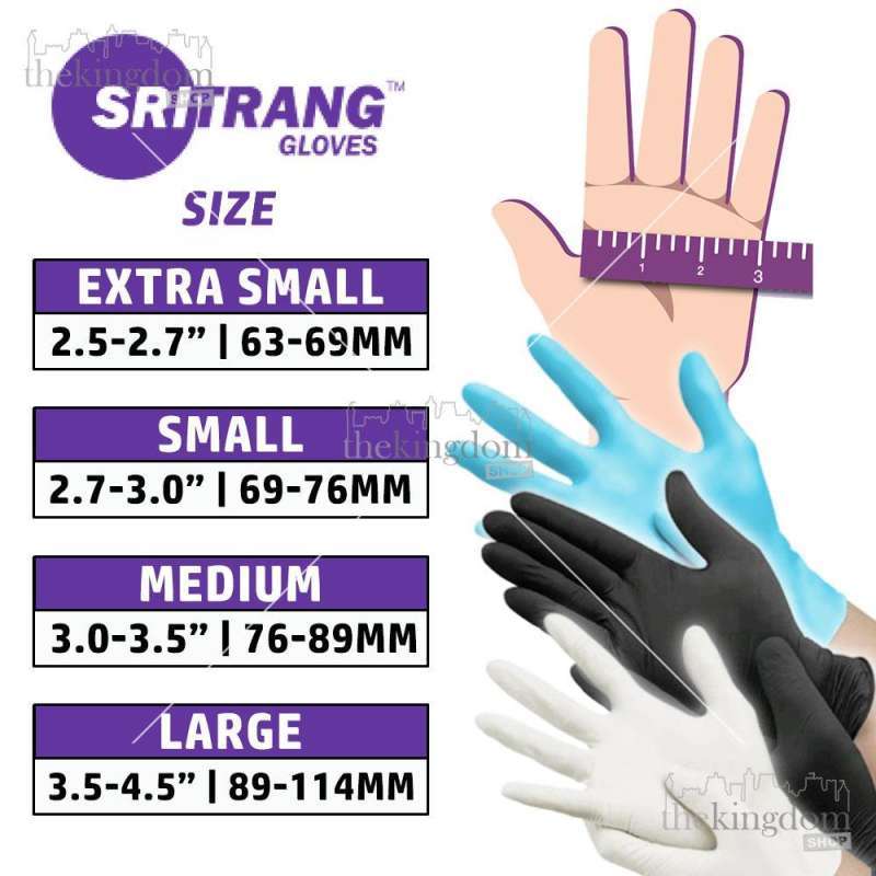 Sritrang Latex Gloves Powder Free PF Sense Sarung Tangan Examination Non  Handscoon No Glove