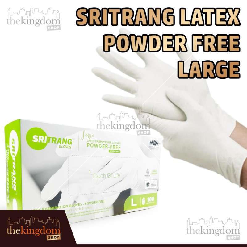 Sritrang Latex Gloves Powder Free PF Sense Sarung Tangan Examination Non  Handscoon No Glove
