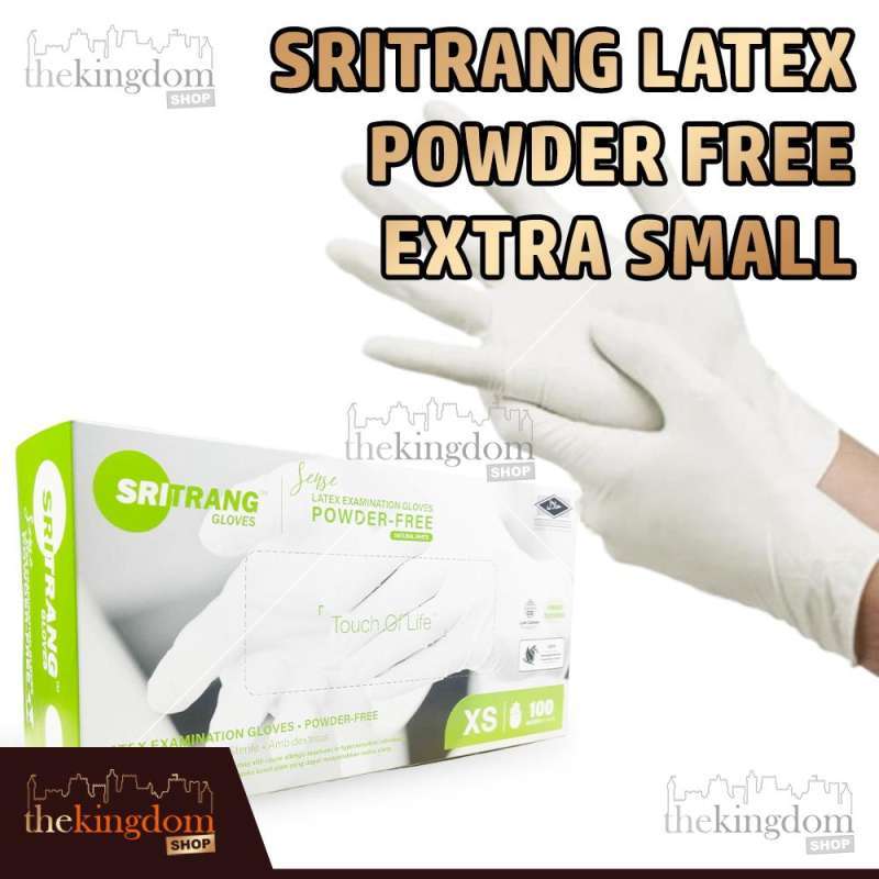 Sritrang Latex Gloves Powder Free PF Sense Sarung Tangan Examination Non  Handscoon No Glove
