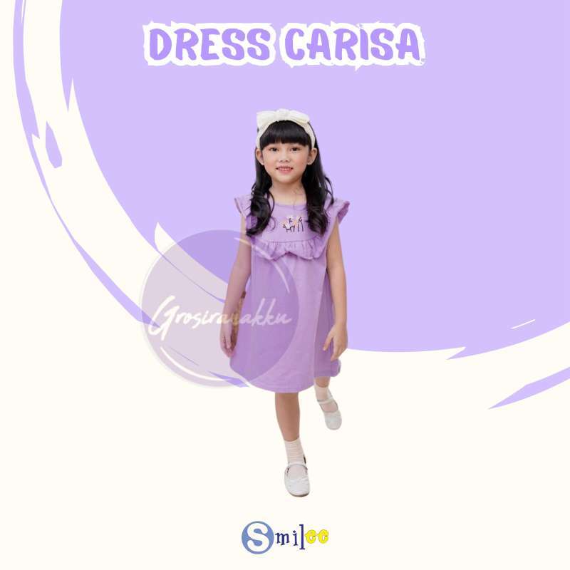 Dress Anak Carisa Smilee Warna Ungu Size 1-5 Tahun