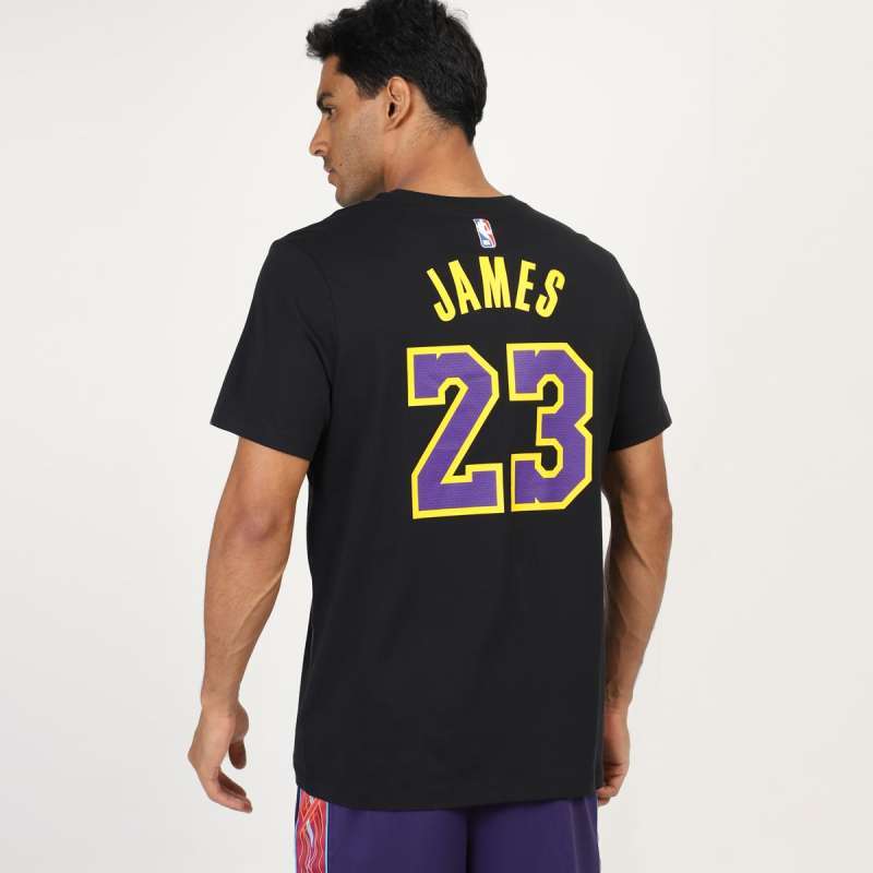 NIKE Men Basketball Lebron James Los Angeles Lakers City Edition T-Shirt  Kaos Basket Pria FN1218-018