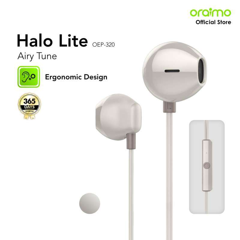Promo Oraimo Wired Earphone Airy Tune Oep-320 Semi In-ear Headset Kabel Headphone Button Control Ergonomic Design Premium Sound Thick Wire 1.2 Meter - Gold Diskon 71% Di Seller Oraimo Flagship Store -